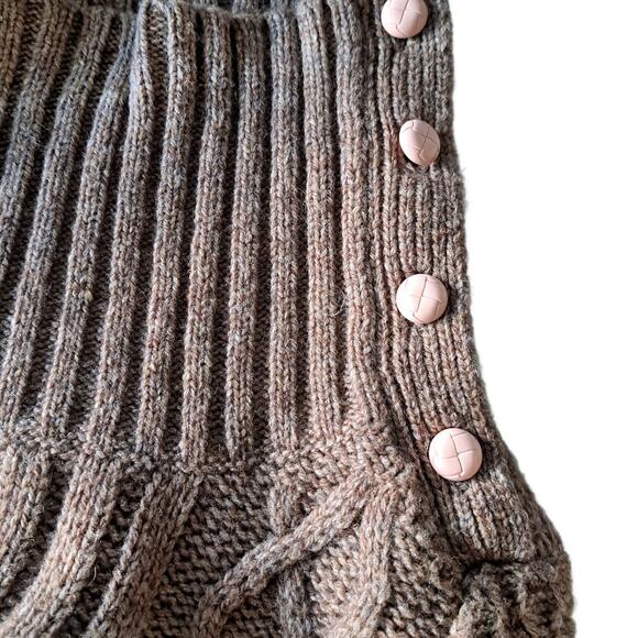 Anthropologie Moth Brown Turtleneck Cowl Wool Sweater Small Crochet Boho - Picture 11 of 11